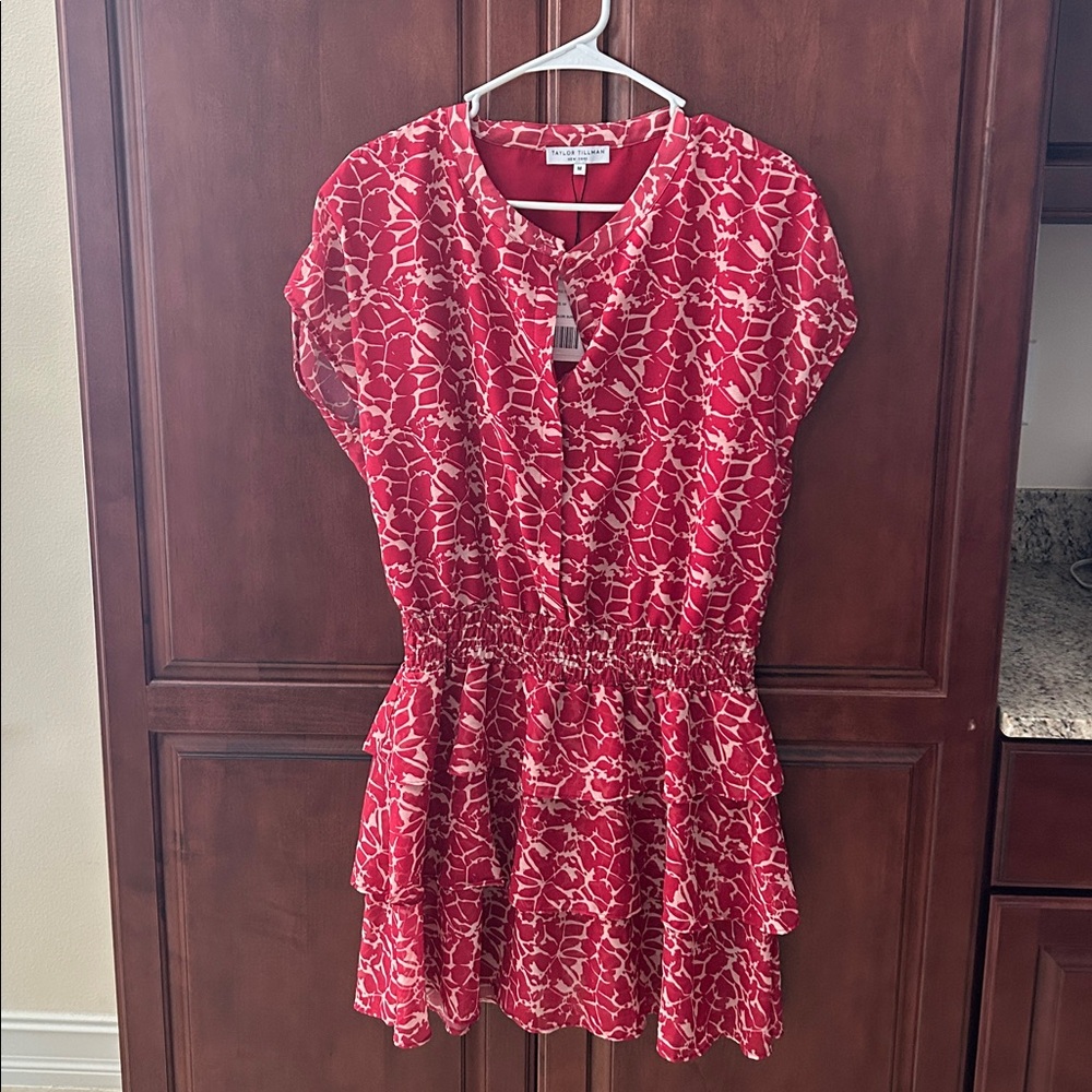 Cranberry and Cream Patterned Dress